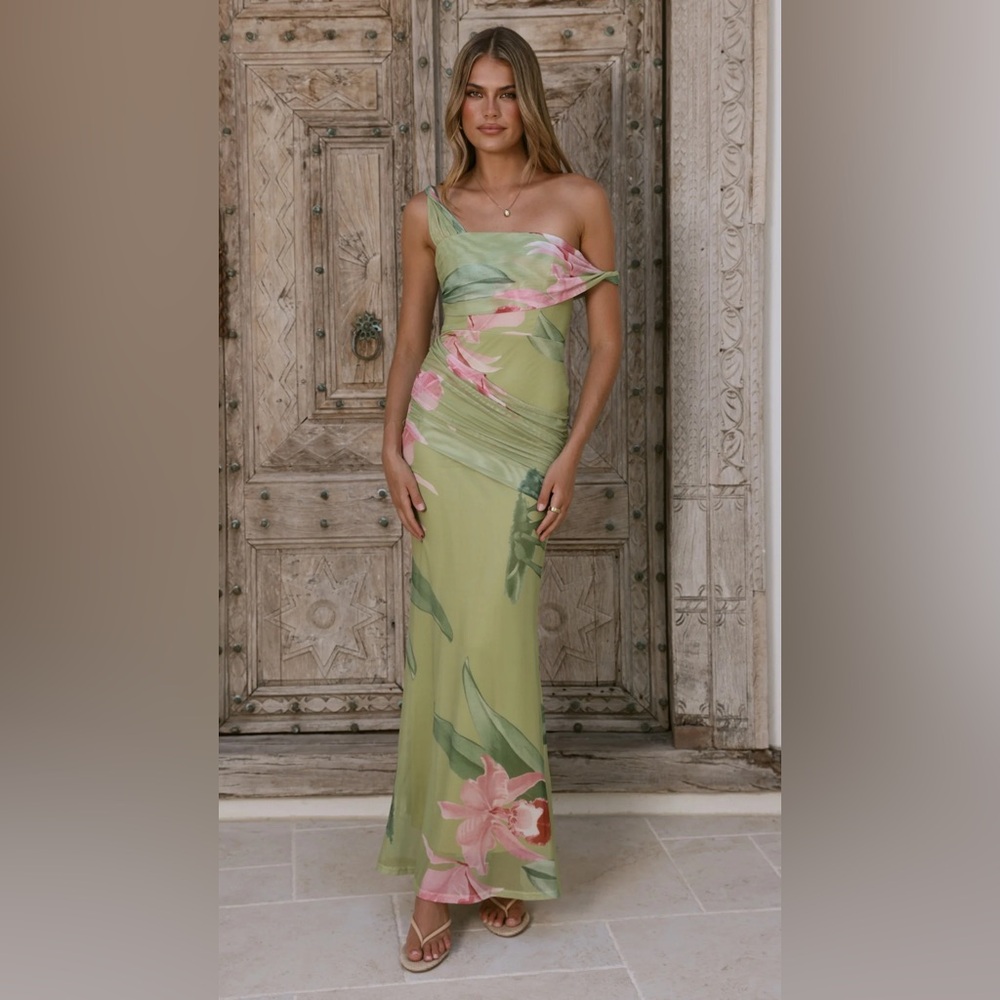 Billy J Lena Maxi Dress - Olive Floral